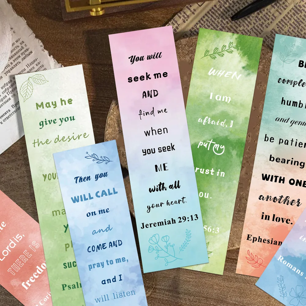 30pcs Bible Verse bookmarks Watercolor Christian Bookmarks Bible Reading Club Gift book pages Annotated reading bookmarks