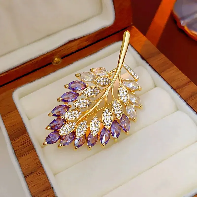 Cute Romantic Colorful Flower Metal Brooches For Women Alloy Crysal Plant Brooche Party Birthday Jewelry. image 2