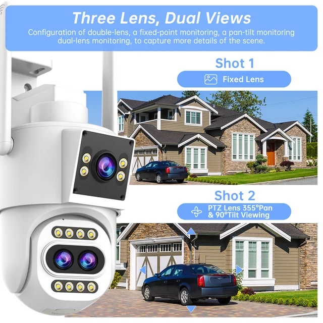 JOOAN 4K 8MP WiFi Surveillance Camera Outdoor Three-Lens Dual Screen Opticial Zoom PTZ IP Camera Auto Tracking CCTV Security Cam 3 JOOAN 4K 8MP WiFi Surveillance Camera Outdoor Three-Lens Dual Screen Opticial Zoom PTZ IP Camera Auto Tracking CCTV Security Cam 3