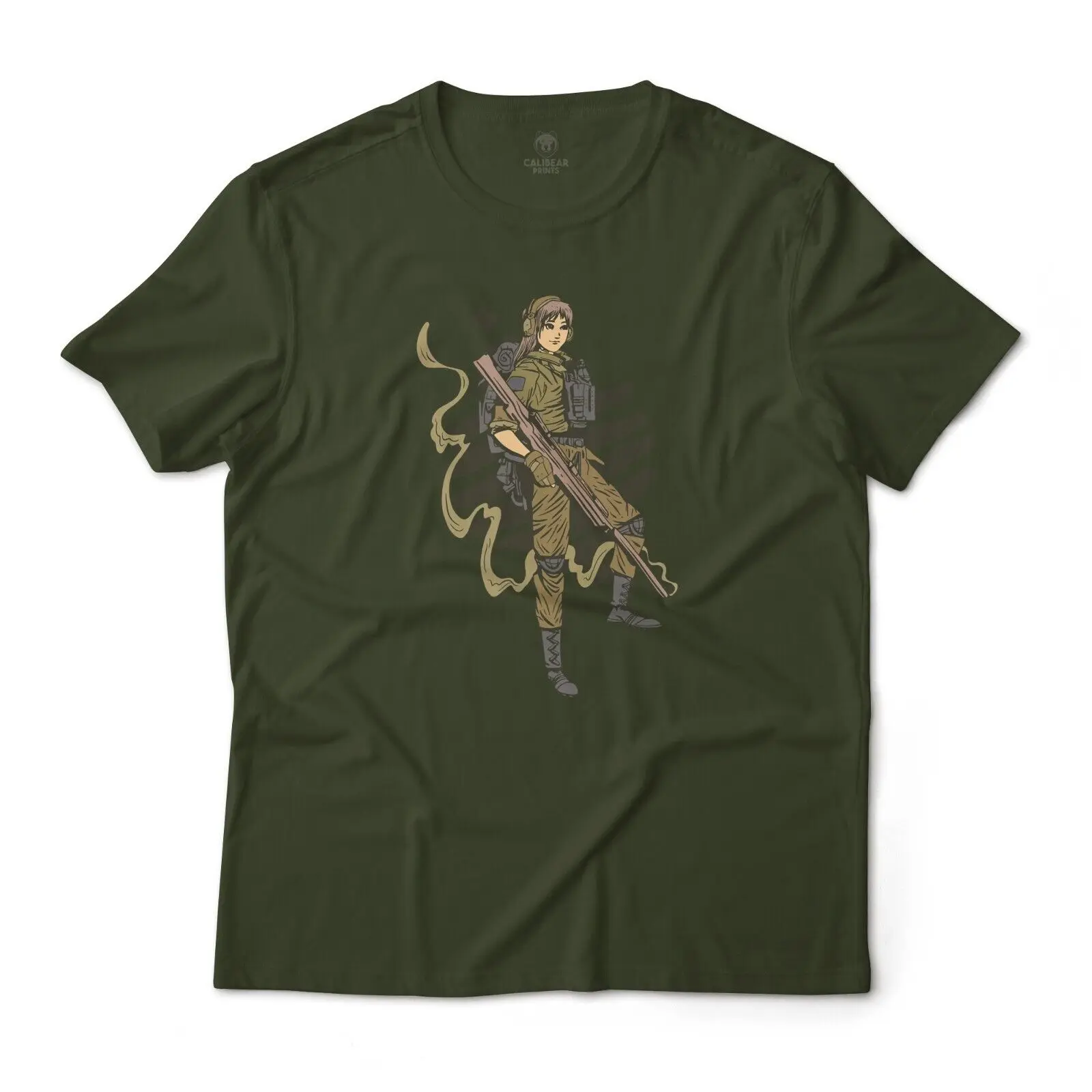 Soldier Girl Anime Style Art Graphic T-Shirt Unisex Lightweight Cotton