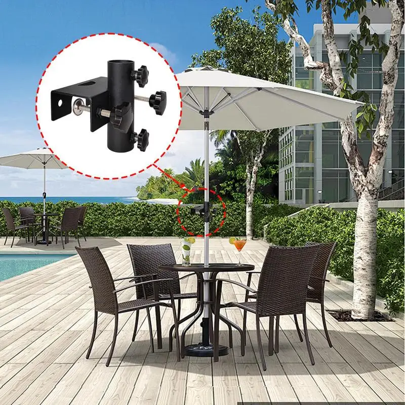 

Outdoor Patio Umbrella Clamp Adjustable Metal Umbrella Stand Portable Heavy Duty Parasol Base For Patio Deck Beach Garden