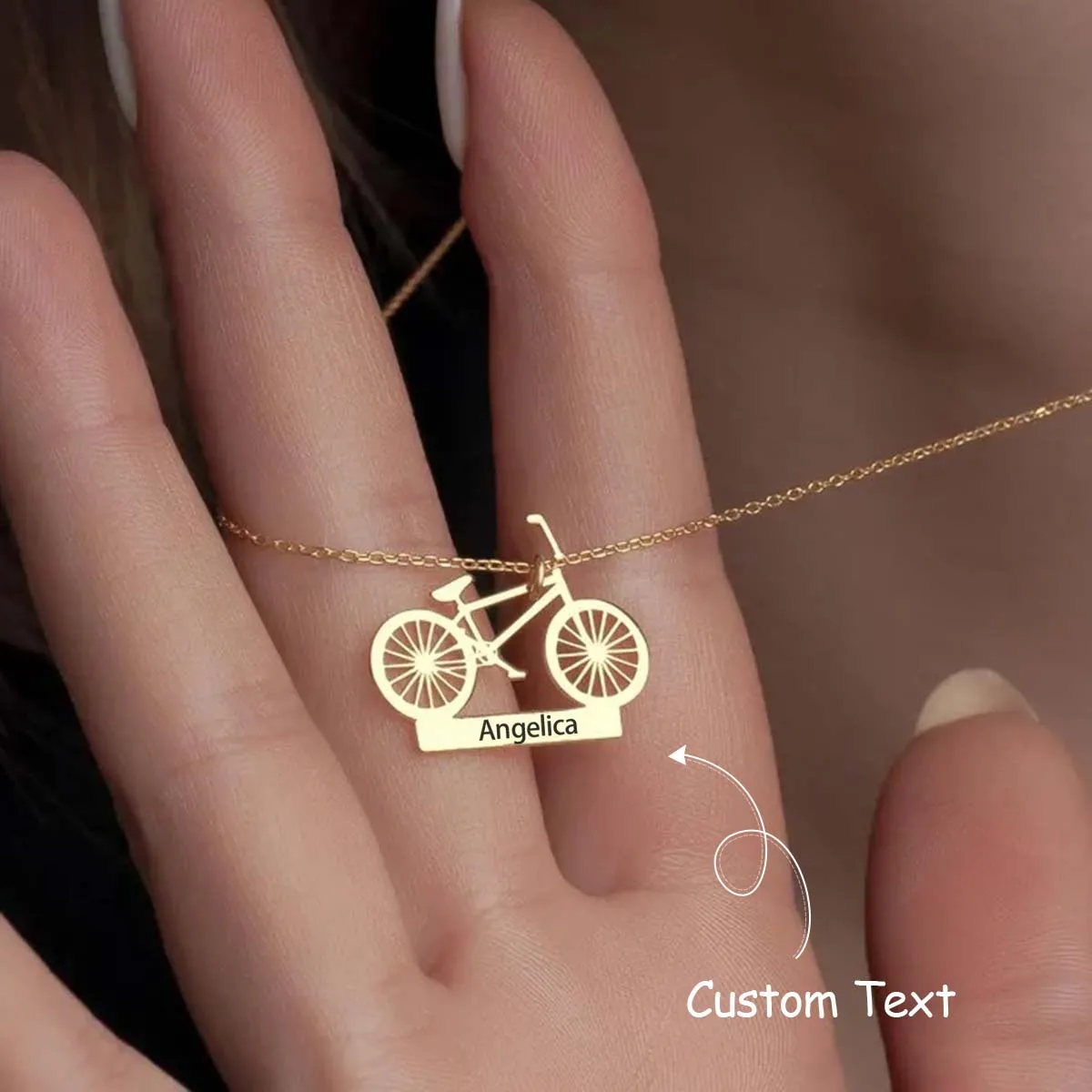 

Bicycle Necklace with Laser Engraving Name, Personalized Custom Jewelry, Bike Pendant, Cyclist Gift, Sport Jewelry for Girls Boy