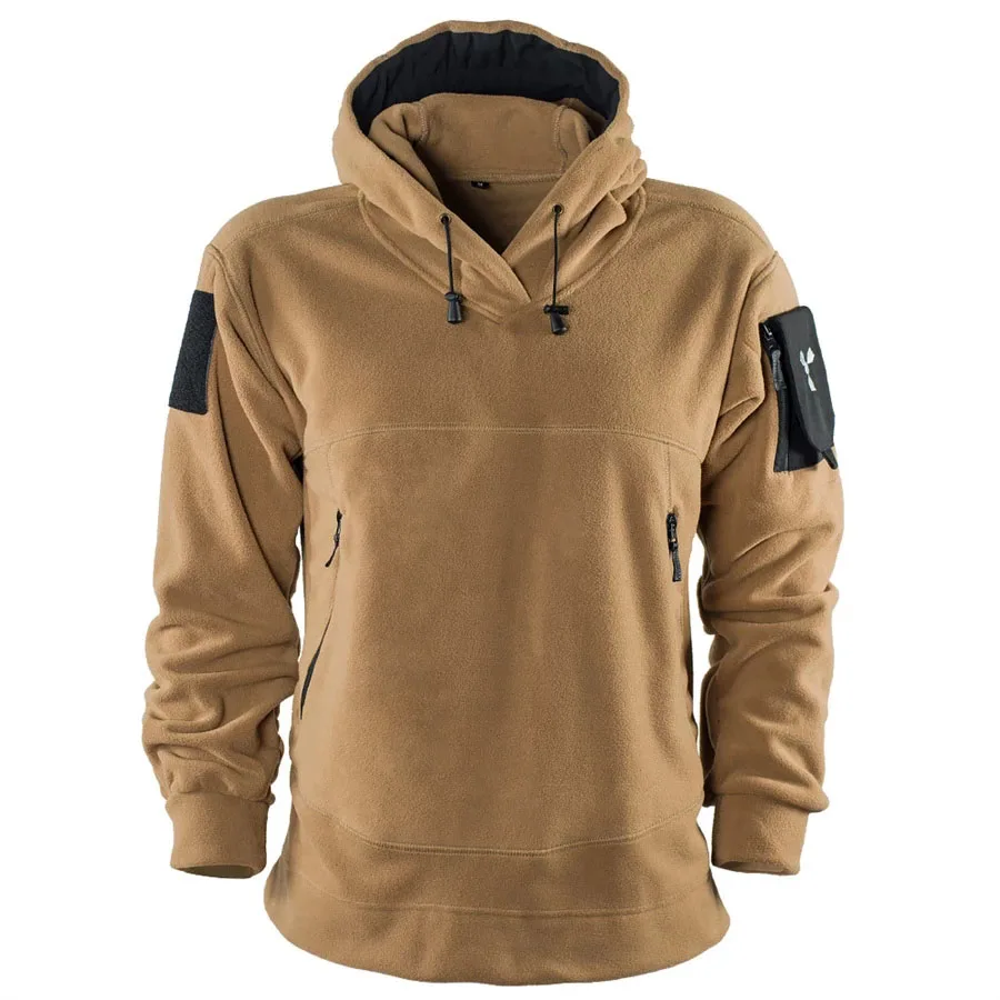 Mens Winter Tactical Fleece Jacket Military Army Camouflage Outdoor Hood  Windproof  Thermal Safari Men's Jacket and Coats