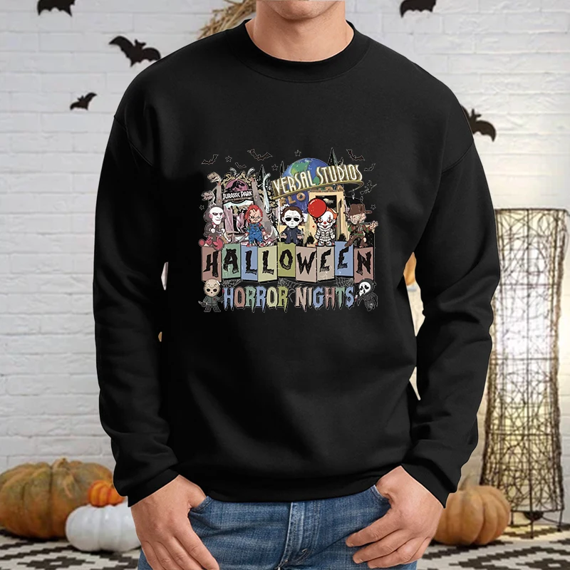 

Cartoon Horror Halloween Movie Sweatshirt Men's Streetwear Cool Crewneck Pullover Top Halloween Costume