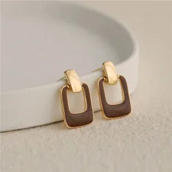 Luxuy Simple Square Enamel Drop Earrings Jewelry for Women Party Accessories Joyeria Acero Inoxidables Premium Серьги Женские