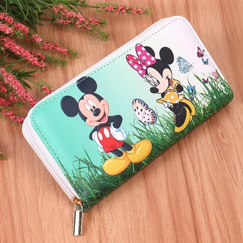 Portefeuille de souris en cuir PU pour femme, style long, dessin animé Disney, sac à main à fermeture éclair pour femme, cadeau pour fille