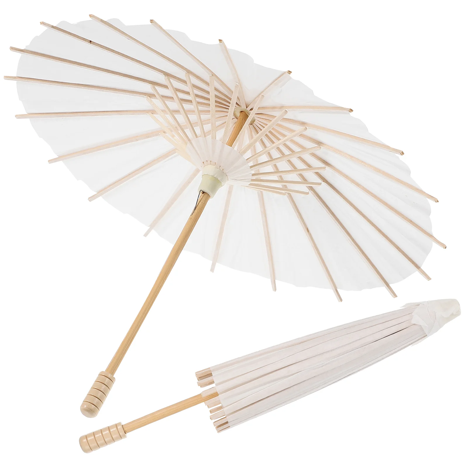 

2 Pcs Blank Paper Umbrella Classical Dance Parasol Unbrella Umbrellas Funny DIY White Bride