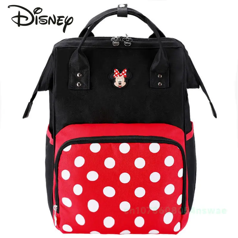 Disney-Bolsa de pañales de Mickey para bebé, mochila de dibujos animados, bolsa de pañales multifuncional de gran capacidad, marca de lujo