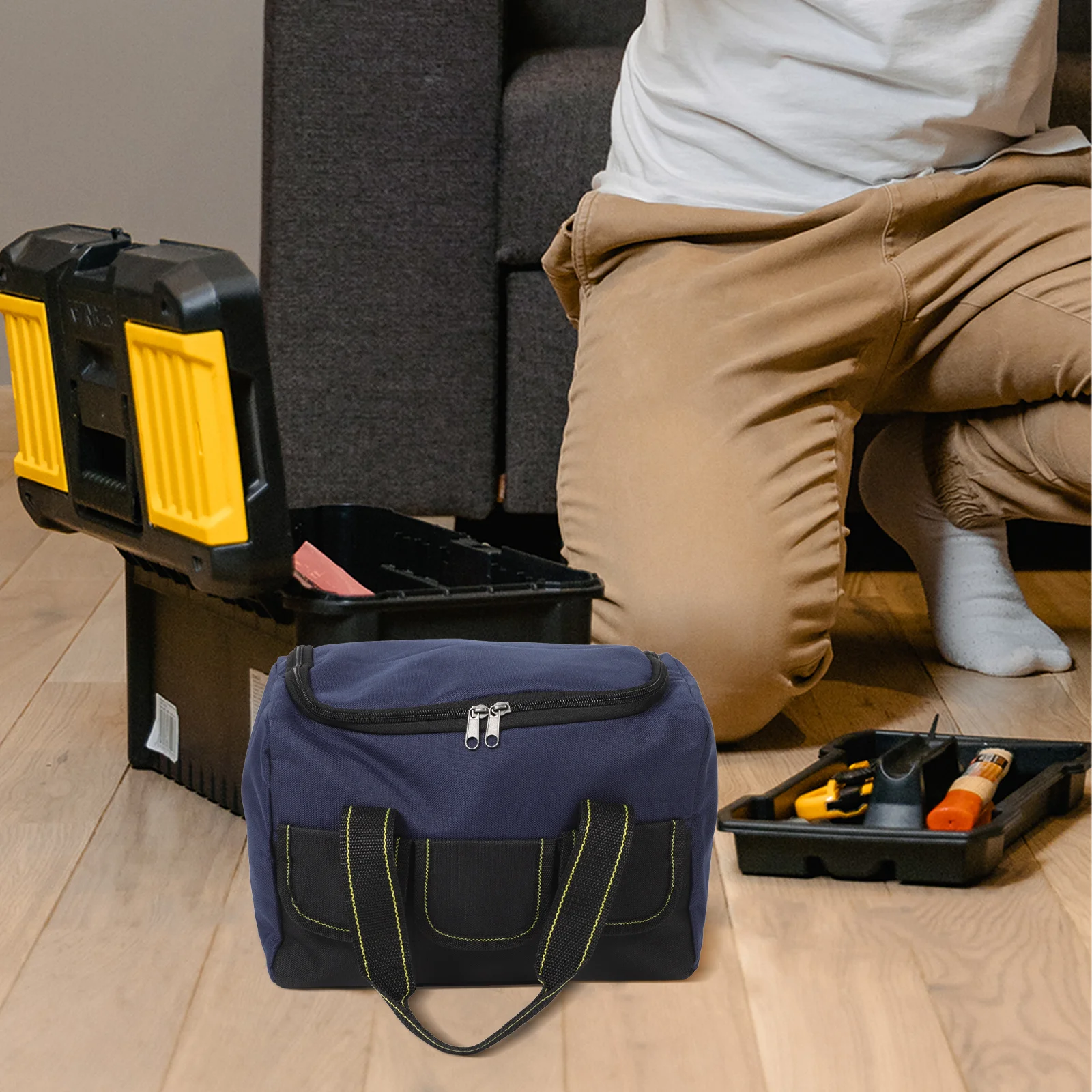 

Large Capacity Heavy Duty Tool Storage Bag Electrician Portable Tote Organizer for Construction Household Tools