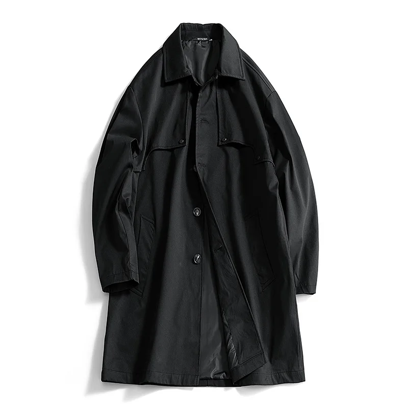 

GIOIOMen's duster，Spring and Autumn Mid-Length Balkan Turn-Down Collar Loose Casual Trench Coat Jacket，Fashion tops