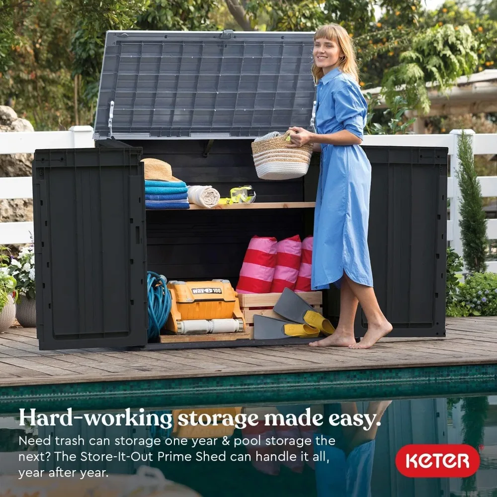 Keter Store-It-Out Prime 4.3 x 3.7 ft. Outdoor Resin Storage Shed with Easy Lift Hinges, Perfect for Yard Tools, Pool Floats