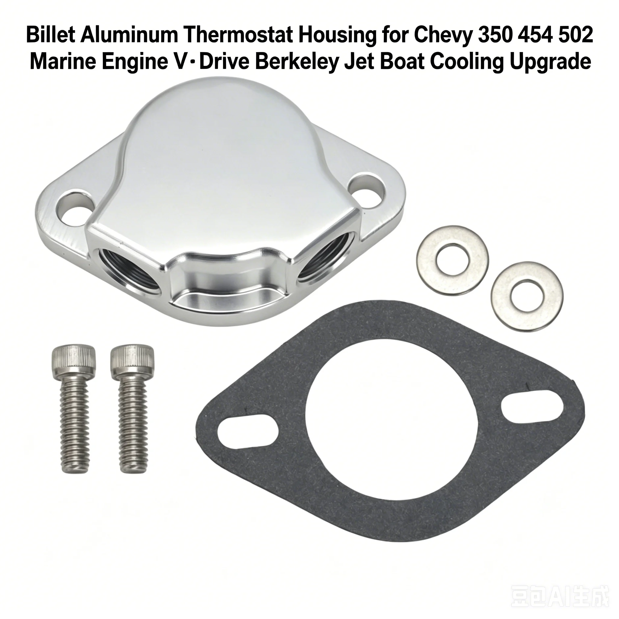 billet-aluminum-thermostat-housing-for-chevy-350-454-502-marine-engine-v‑drive-berkeley-jet-boat-cooling-upgrade