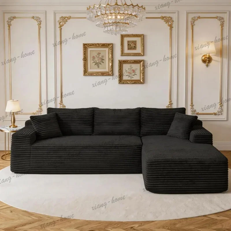 FG Premium 106" Corduroy L‑Shaped Modular Sectional Sofa, Boneless Cloud Couch with Chaise, Deep Seat, Custom Available