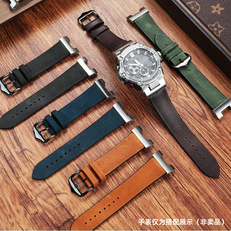 

Нижний ремешок из воловьей кожи для Casio Steel Heart серии GST-B100/1110/W300, модифицированный матовый кожаный ремешок для часов для мужчин