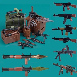 WW2 Military Weapons Figures Guns AK Rifle Building Block Two Color Printed Bricks Soldiers Object Accessories Kids MOC Toys 98K