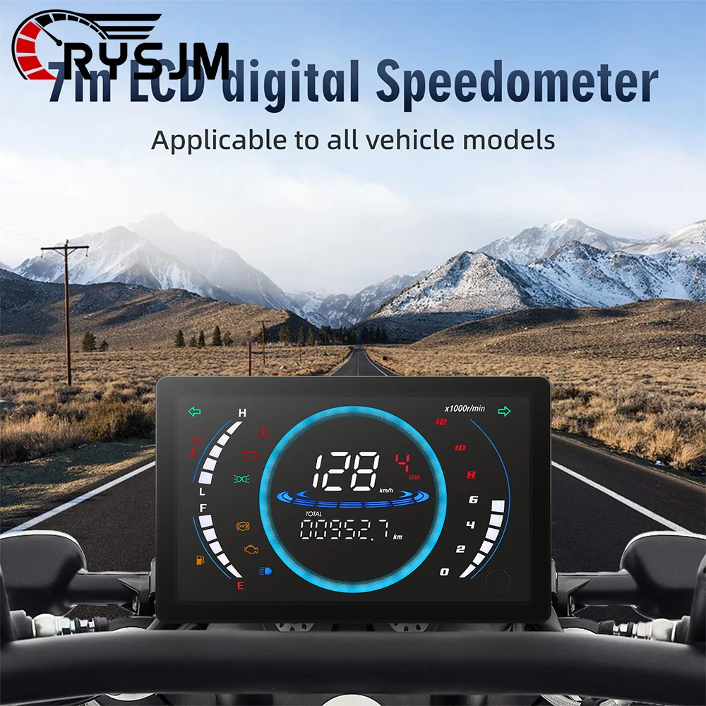 

* 12V Universal Adjustable LED Digital Motorcycle Speedometer Motorcycle Instrument Panel RPM Dashboard With Temperature Gear