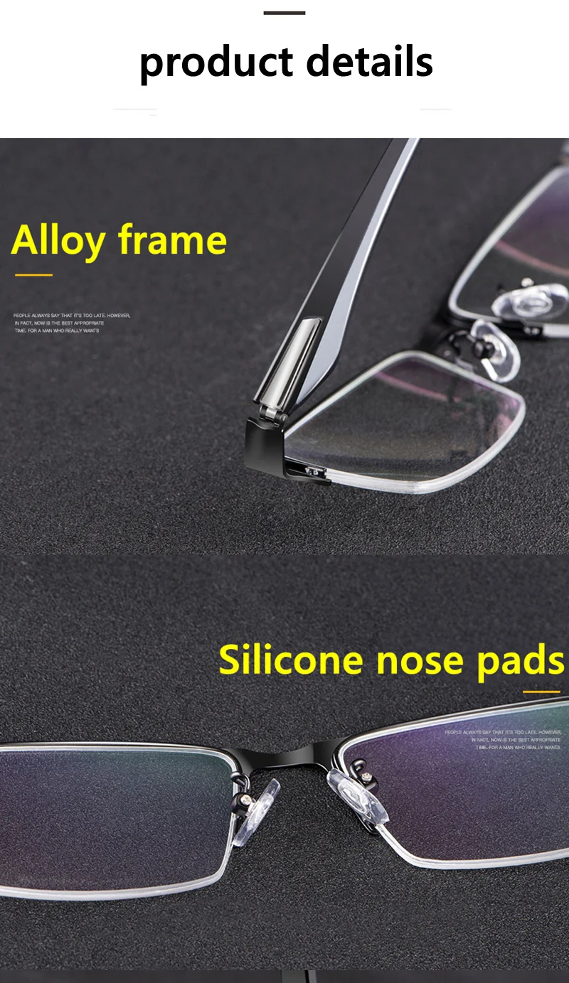 Photochrome Lesebrille mit halbem Rahmen, modisch, für Herren, Nah- und Fern-Doppelzweck-Multifokal-Lesebrille, Smart Anti-Blau – Detail 9