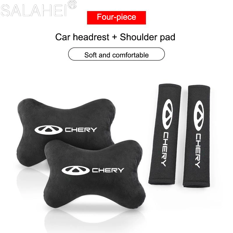 Car Headrest Breathable Neck Pillow Car Seat Belt Shoulder Pad Cover For Chery QQ Tiggo 2 3 4 7 8 Pro T11 Arrizo 3 A13 IQ Fulwin view 3