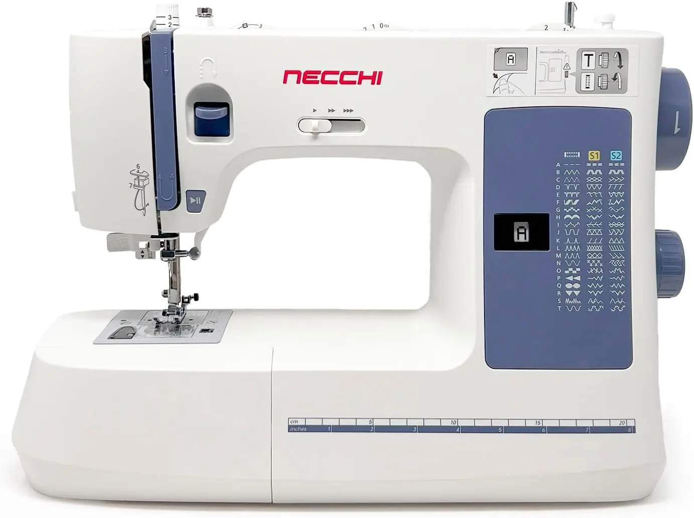 Necchi Nc-59Qd Electronic Sewing Machine, Italian Designed, Modern, Adjustable Speed Control, Auto Play, Needle Up/Down Foot