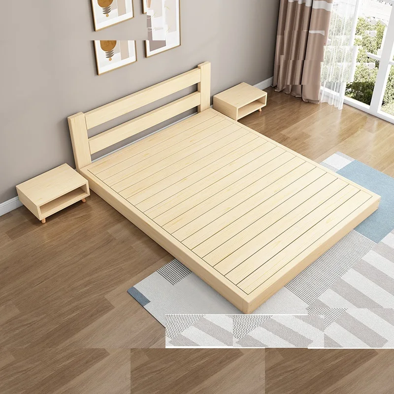 

Custom Size Nordic Style Solid Wooden Bed Modern Simple King Queen Oak Wood Bedpromote sales