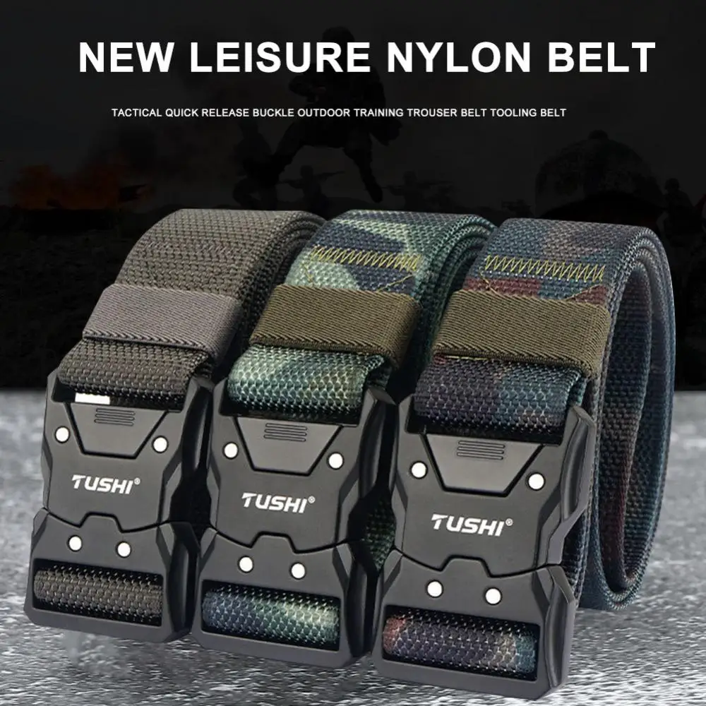 1PCS Army Style Combat Belt Quick Release Tactical Belt Nylon Men Jeans Waist Belt Accessories Soft Elastic Anti-Slip Waist Belt