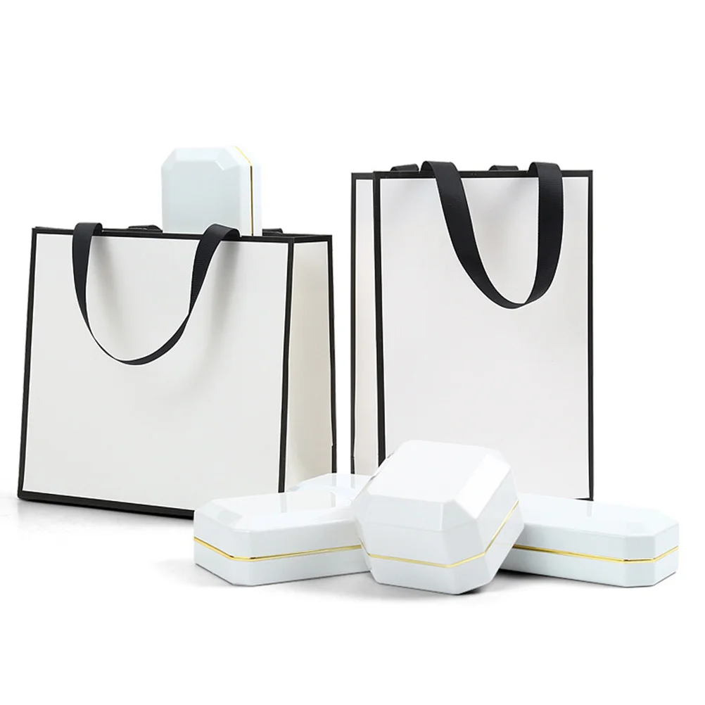 

4pcs Jewelry Gift Packaging Bags Thick Paper Handheld Portable Box Rope Handle For Party Birthday Decoration Gift