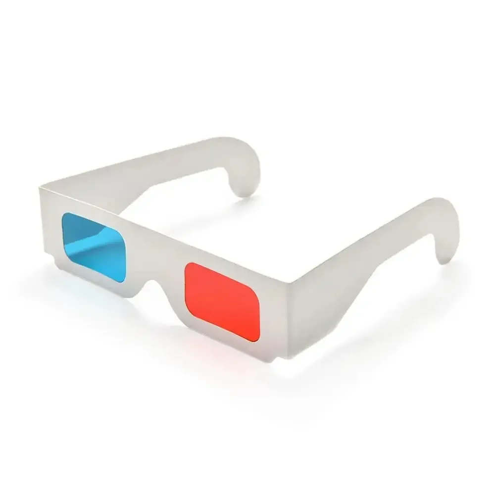 Lunettes 3D universelles en carton et en papier, portables, rouges, bleues, cyan, pour jeux vidéo, films et DVD, 1 pièce