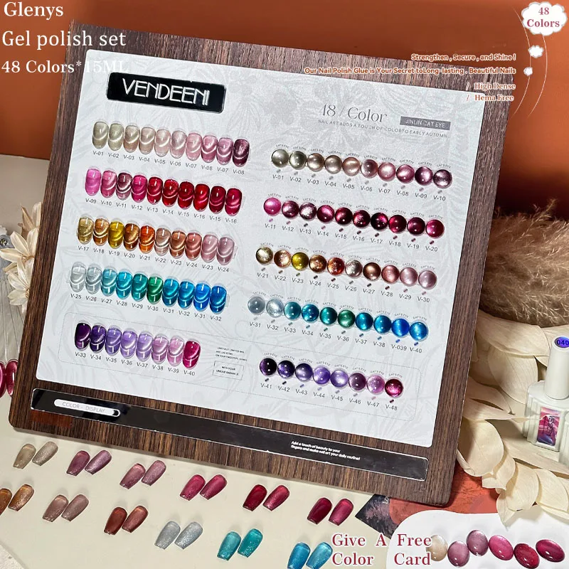 

Набор гель-лаков Glenys 48 цветов «Кошачий глаз» для ногтей, популярный осенне-зимний, с цветовой палитрой, благородный, долговечный, для нейл-арта