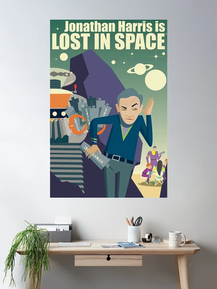 Jonathan Harris Is Lost In Space by Juan Ortiz Cool , Print Art Canvas Poster, For Living Room Decor Home Wall Picture