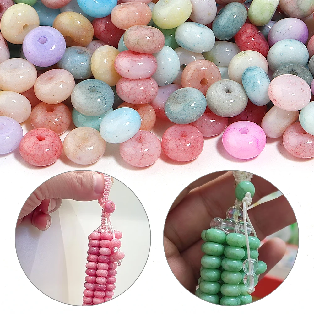 50 Stück/Set 5x8mm Rondell-Form Bunte Rissglasperlen Lose Abstandsperlen Abakusperlen für Schmuckherstellung DIY Armband-Zubehör – Detail 2