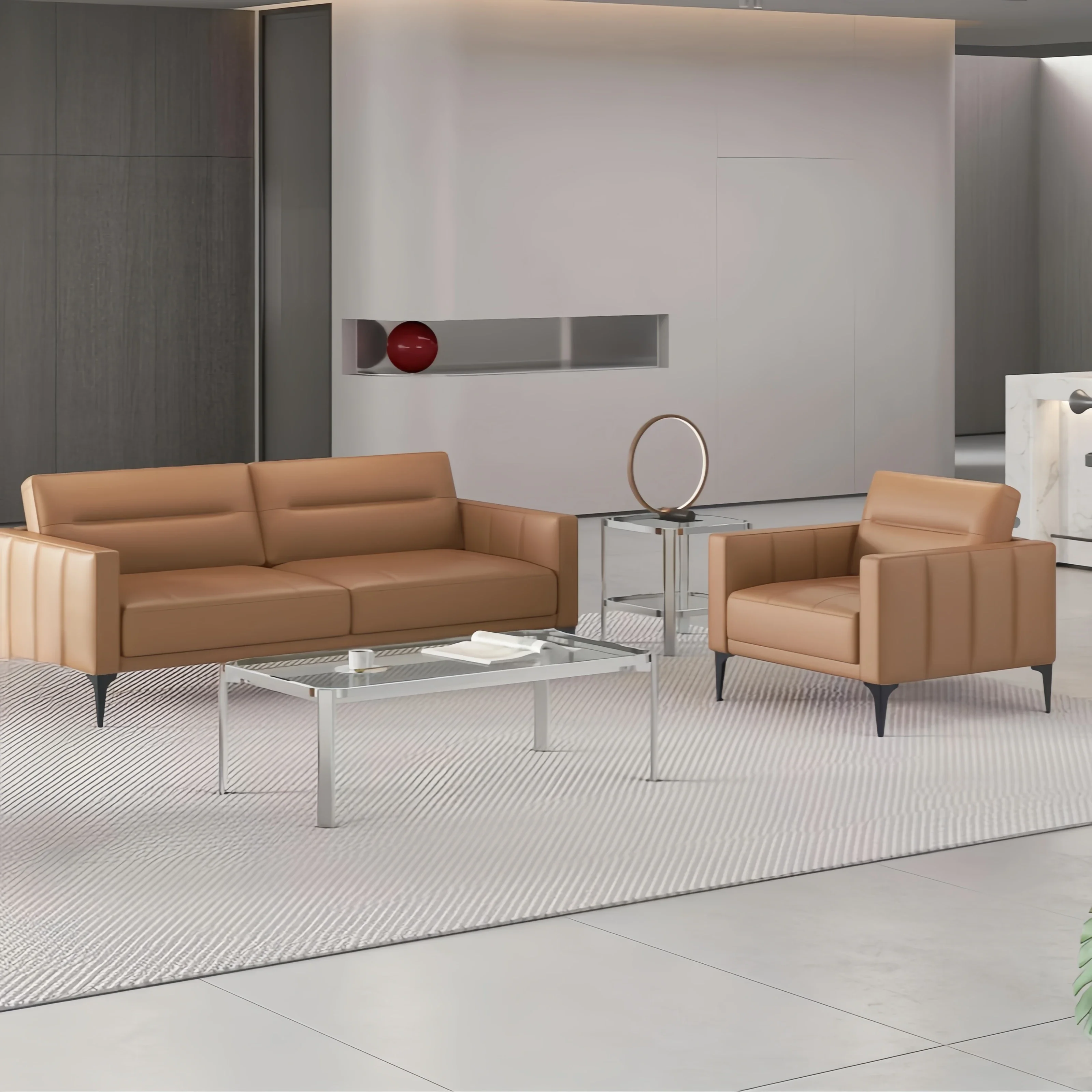 Divano componibile dal design europeo moderno Mobili da ufficio modulari per uffici Case Copertura in tessuto di pelle per soggiorno Hotel