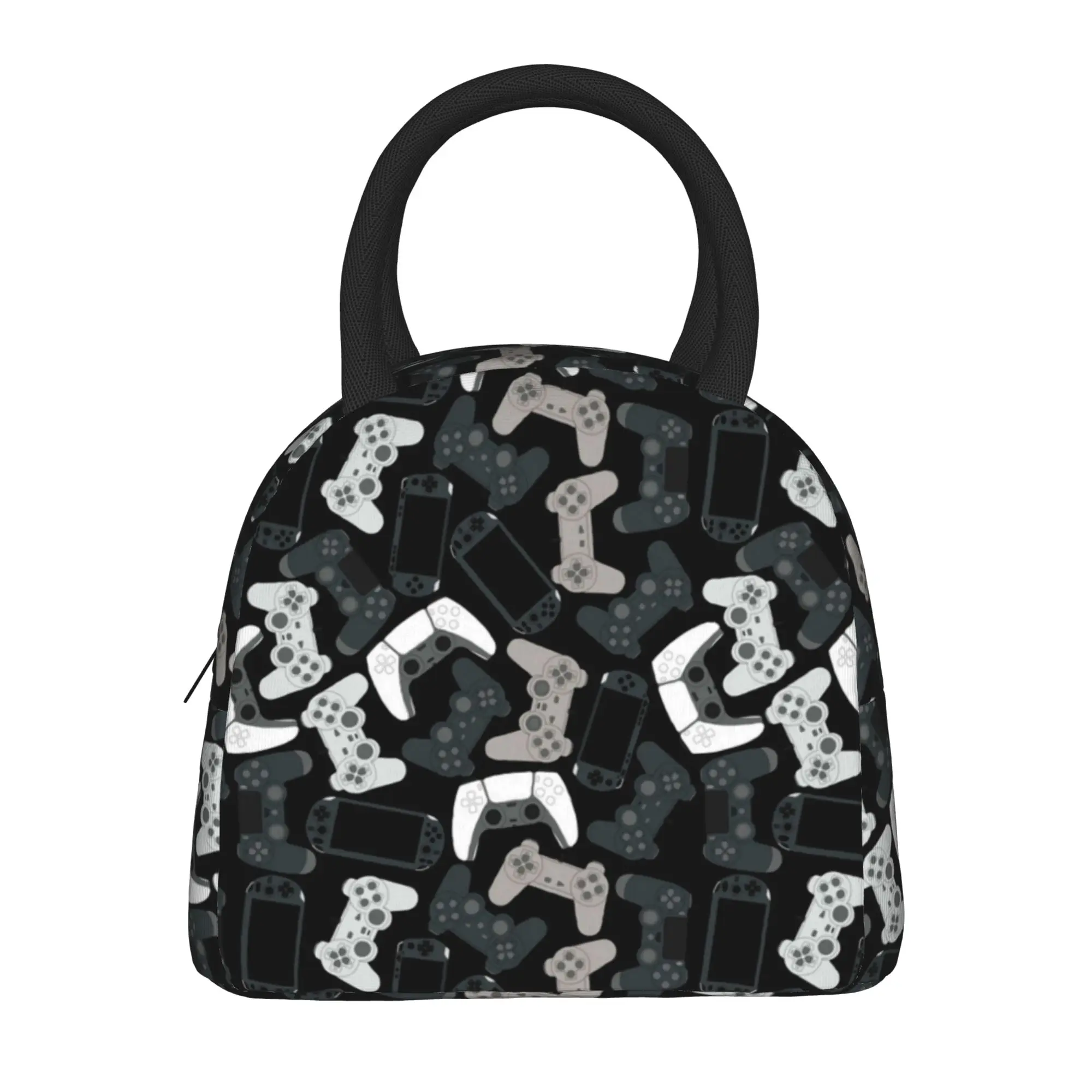Game Controller Pattern  Insulated Lunch Bags Cooler Bag Meal Container Game Leakproof Tote Lunch Box Girl Boy Office  Picnic
