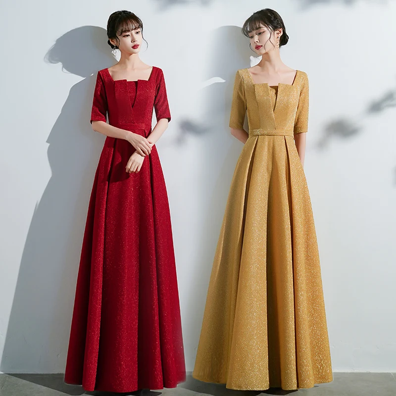 XXBY-68#Cantata Performance Dress Cheap Wholesale Long Choir Host Evening Dresses Gold Wine Red Chorus Stylish Costumes Free Shi