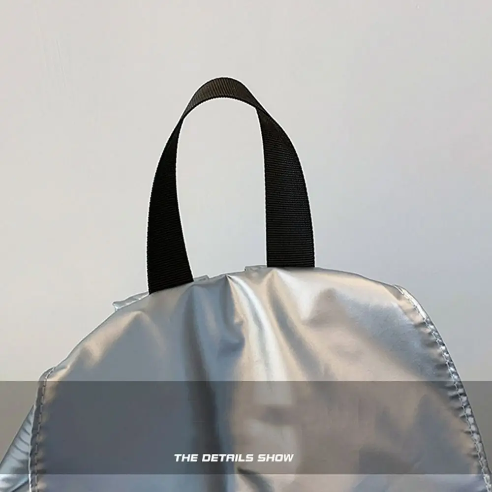 

Casual Korean Style Drawstring Backpack Fold Large Capacity Light Soft Nylon Bag Tote Bag Solid Color Shoulder Bag Women
