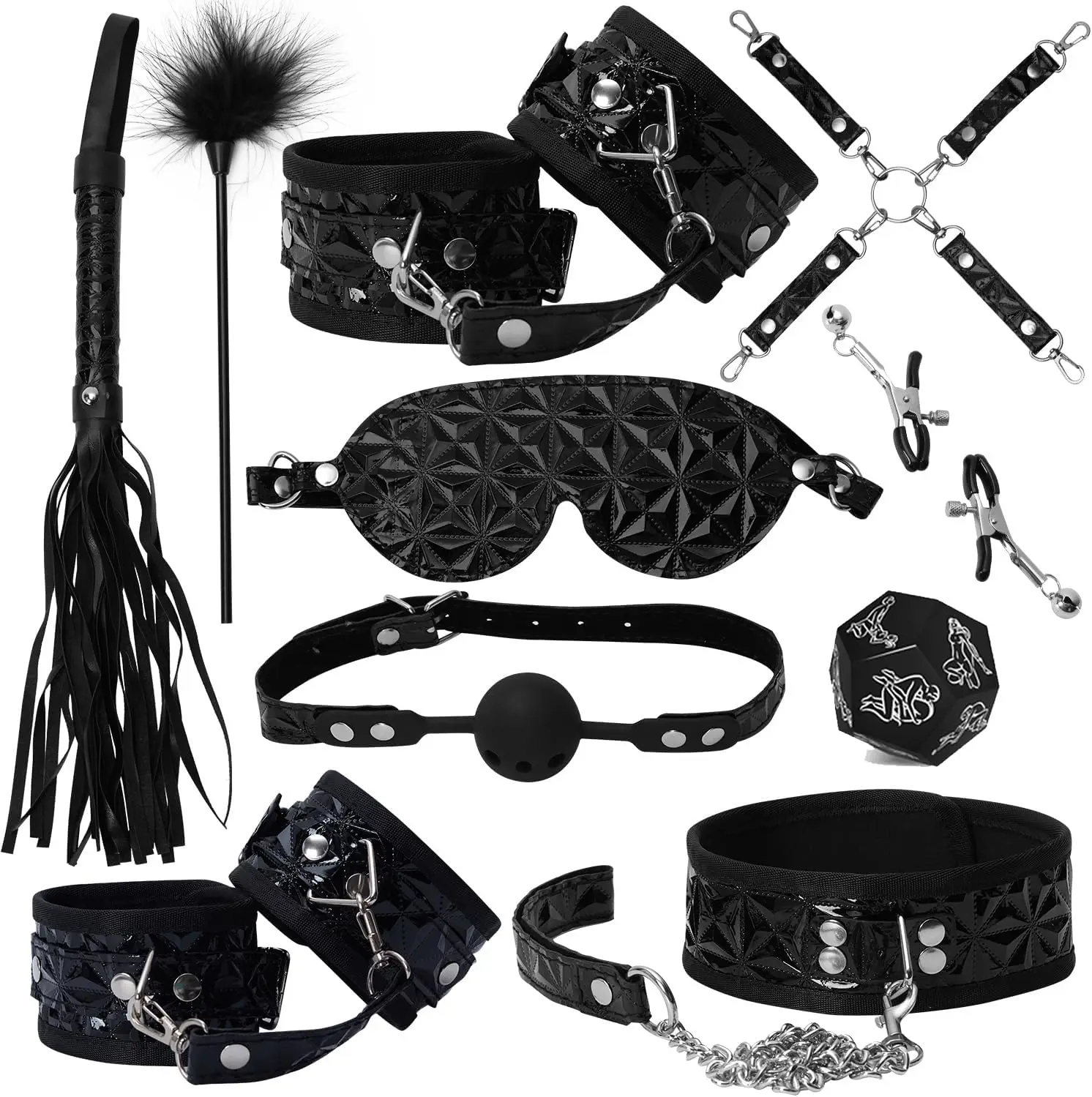 BDSM Restrições Bondage Gear Kit, Brinquedos Sexuais e Acessórios, Jogos Sexuais para Casais, 10Pcs