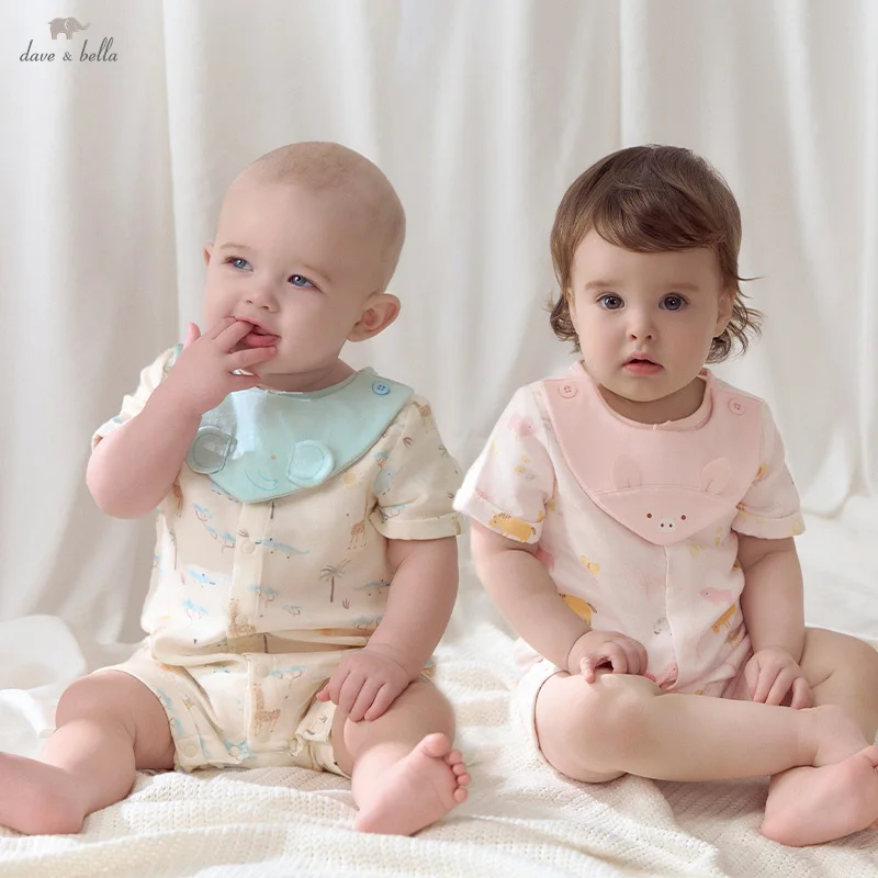 Dave Bella Baby Jumpsuit Summer Boys Girl's Romper Newborn Creeper Comfortable Cute Cartoon Animal Print Antistatic DB2251541
