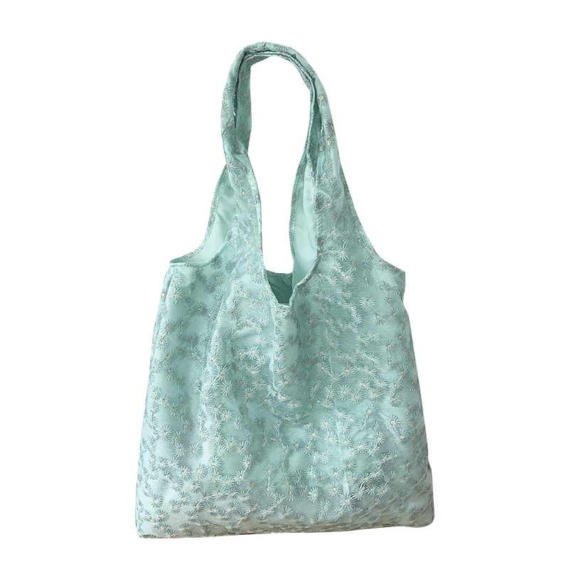 Borsa a tracolla in filato da donna con margherita ricamata borsa a tracolla in pizzo da donna con fiore semplice borsa per la spesa femminile