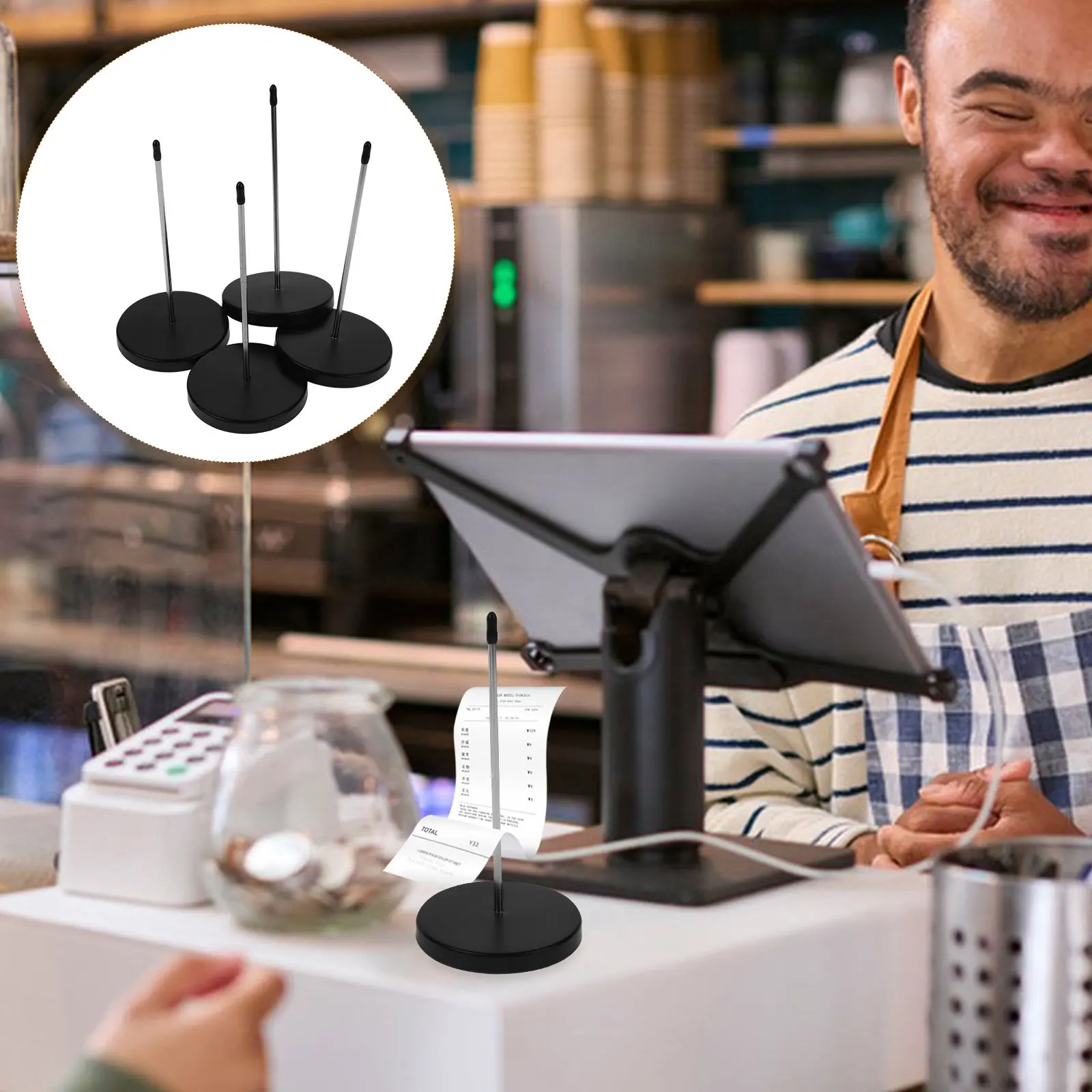 

Набор из 4 металлических держателей для чеков и заметок: настольный органайзер для ресторана, многофункциональный держатель для билетов и счетов