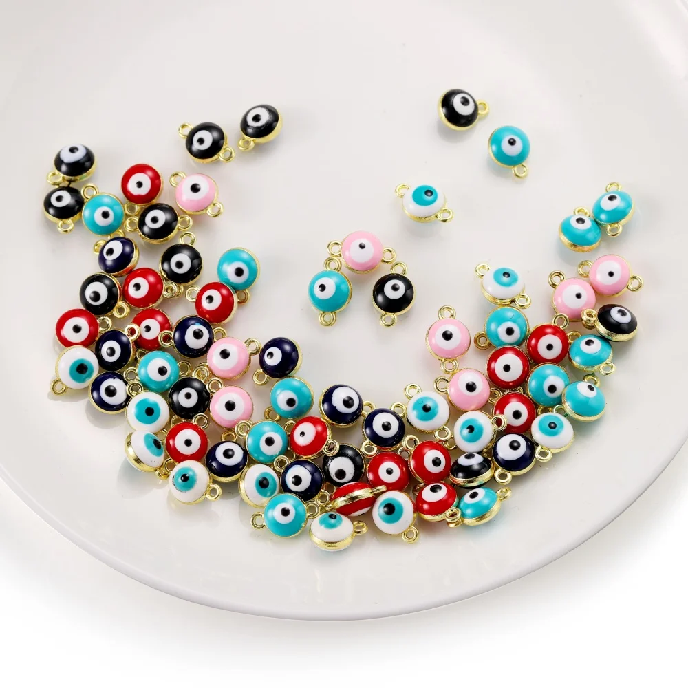 

20/50pcs/lot 2 Holes Alloy Eye Beads Eyes Charms Loose Pendant For DIY Jewelry Making Pendents Necklace Bracelet Accessories