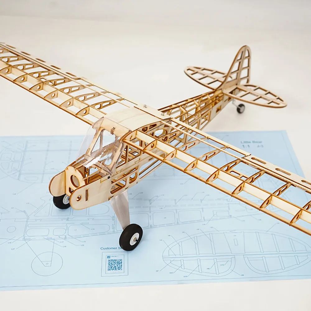 Avión de control remoto de madera de Balsa cortada con láser, Kit de construcción de modelo de avión, envergadura de 1010mm, Marco J3