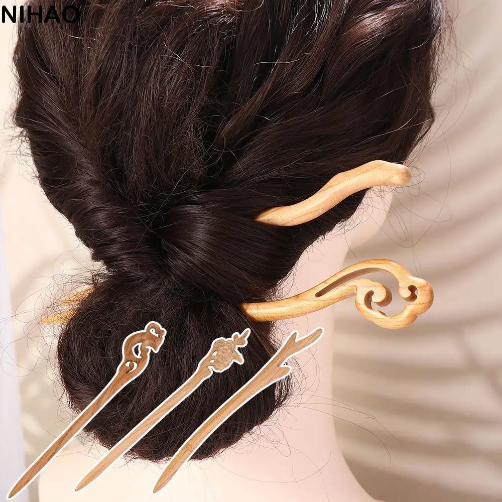 Cloud Flower Butterfly Wave Shape Bird Chinese Hair Fork Women Hanfu Hairpins Wooden Hair Sticks Korean Hair Clip