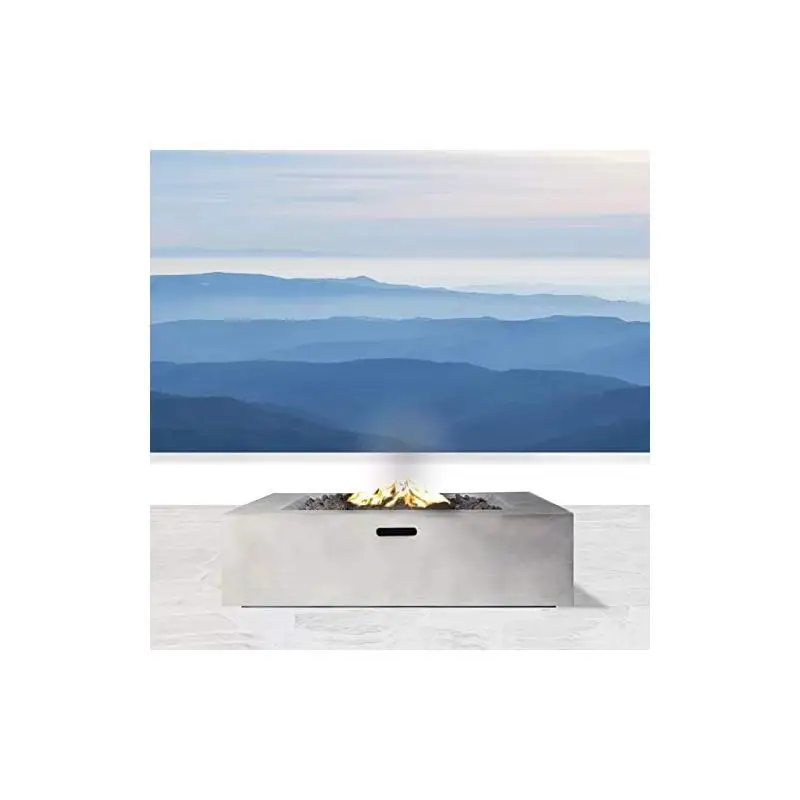 

12-дюймовый бетонный стол для костра на открытом воздухе — современный дизайн для использования в патио, саду или заднем дворе, идеально подходит для собраний и