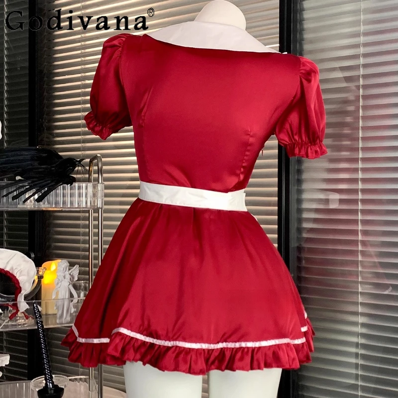 Japanese Two Dimensional Cosplay Maid Dress Women's Sexy Pure Desire Bow Lolita Dress Female Summer Uniform Halloween Dress