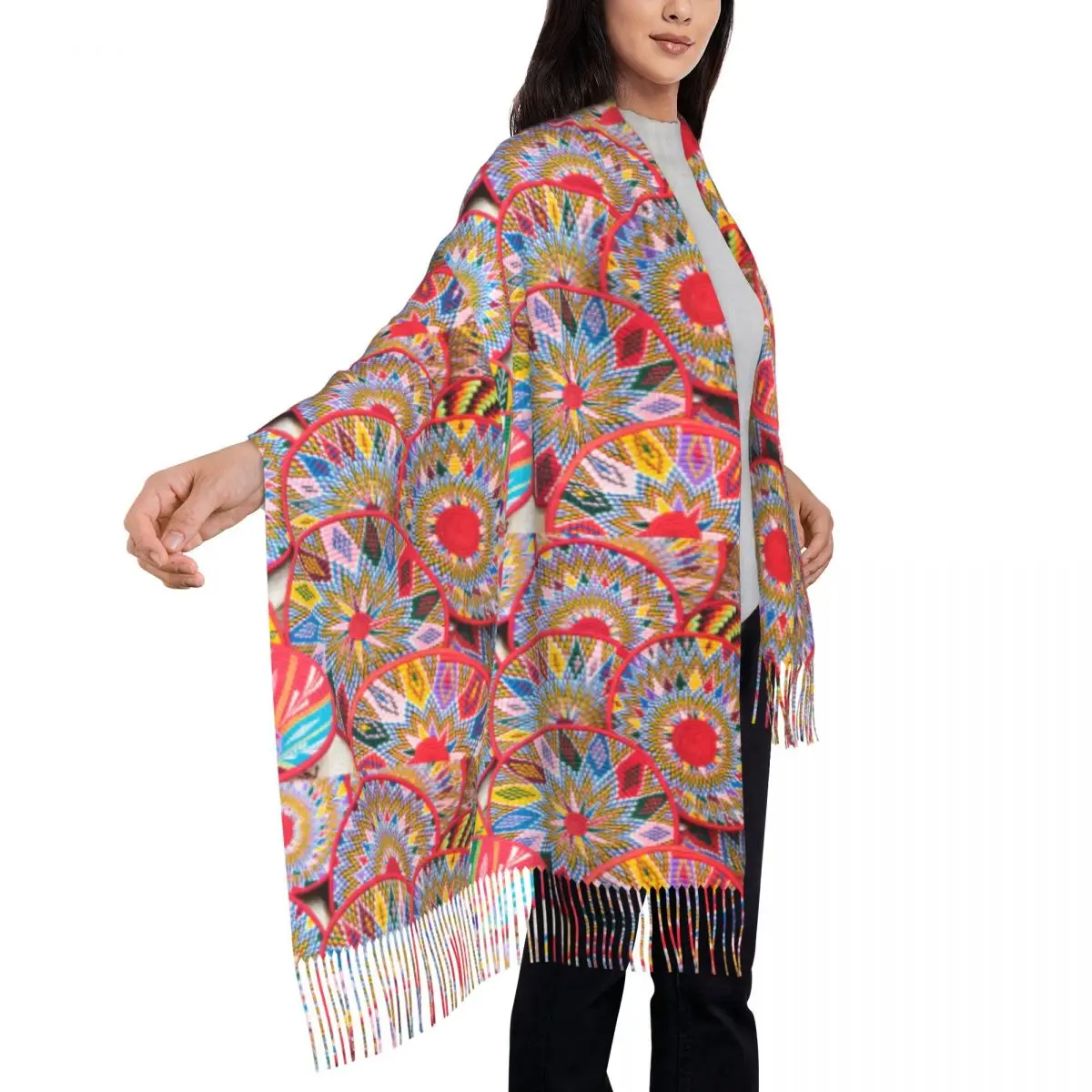 Lady Large Ethiopian Habesha Art Scarves Women Winter Soft Warm Tassel Shawl Wrap Scarf