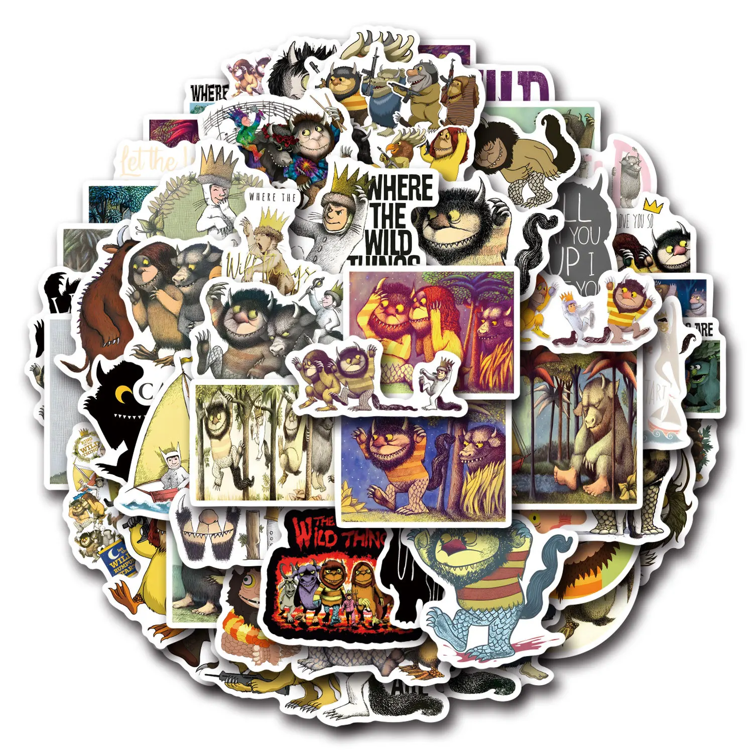 

55PCS Where The Wild Things Are Stickers Graffiti Stickers DIY Diary Phone Case Handmade Scrapbook Aesthetic Stickers