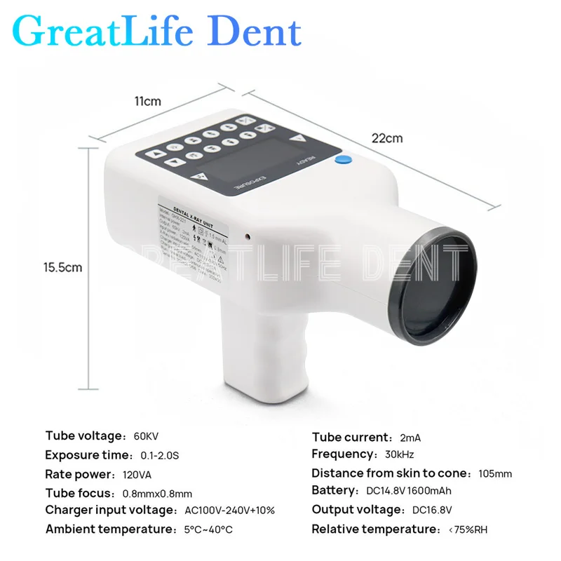 GreatLife Dent 221type Hyperlight Portable X-ray Machine Compatible Digital Radiovisiograph X Ray Sensor Dental Film Image