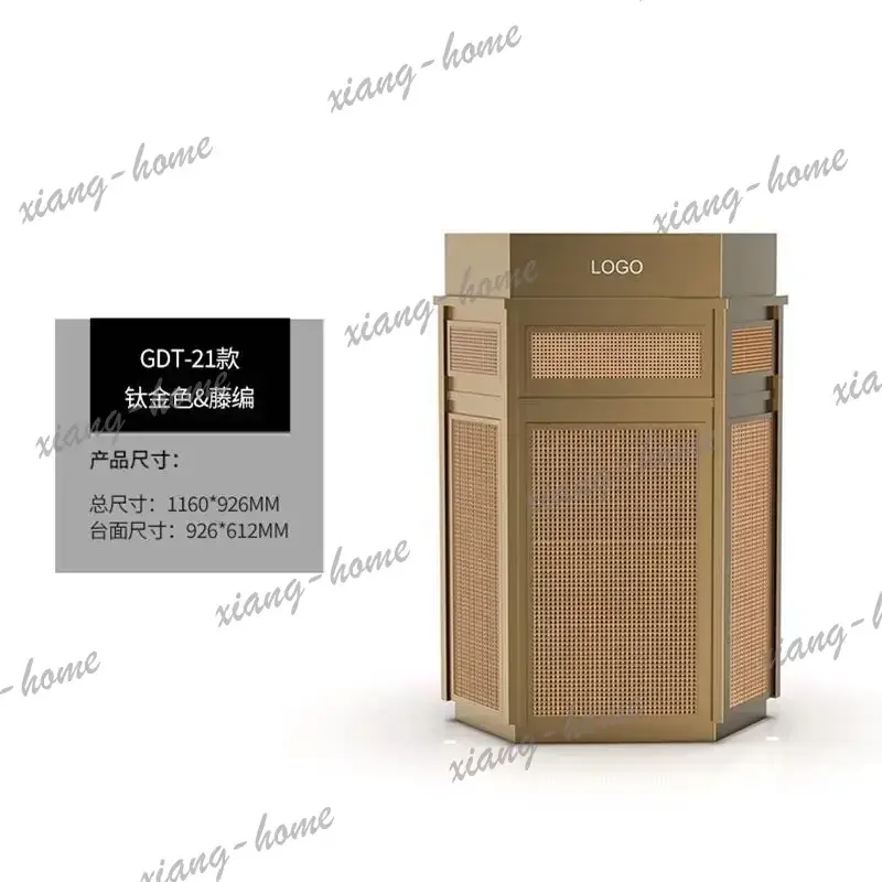 PG Welcome desk Reception desk, simple modern restaurant checkout page Hexagonal rattan stainless steel checkout page