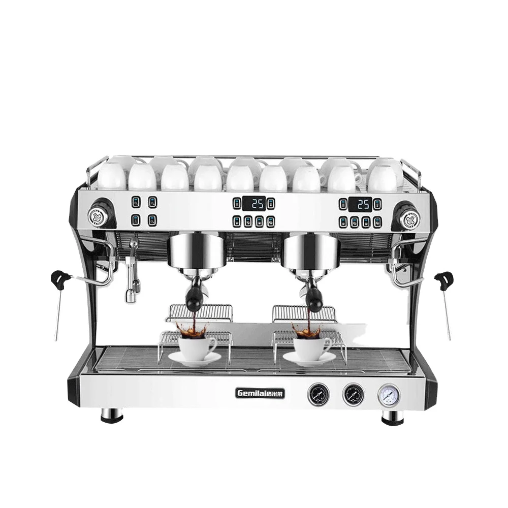 Commercial Imported Pump 9 Bar Double Group Espresso Coffee Machine Battery Stainless Steel 220V Programmable Free Spare Parts