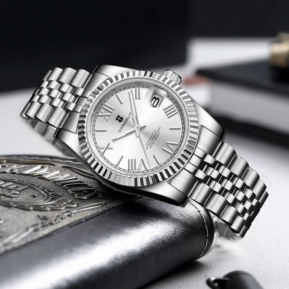 Corgeut men Automatic watch Roman numbers NH35 Sapphire glass Waterproof man watches 36mm/39mm Custom LOGO