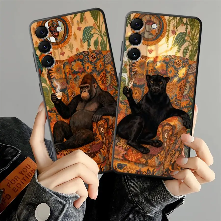 Cartoon Gorilla Leopard Phone Cover Case for Samsung Galaxy A73 A51 A06 A53 A17 A55 A25 A16 A05 A37 A52 A36 A57 A15 A23 A70 A50